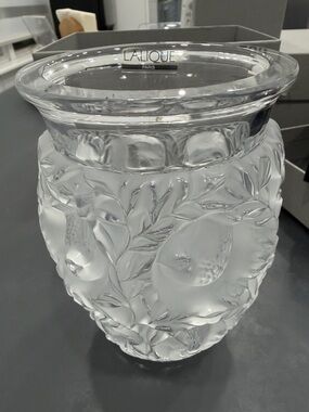 Lalique Clear Frosted Glass Vase